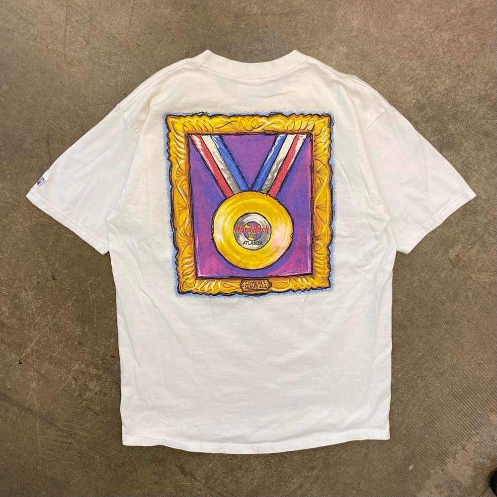 Vintage Hard Rock Cafe Atlanta Georgia 1996 Olympics Gold Medal T-Shirt Large
